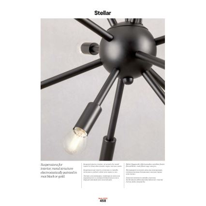 Redo 01-2934 - Luster na sajli STELLAR 12xE14/25W/230V crna