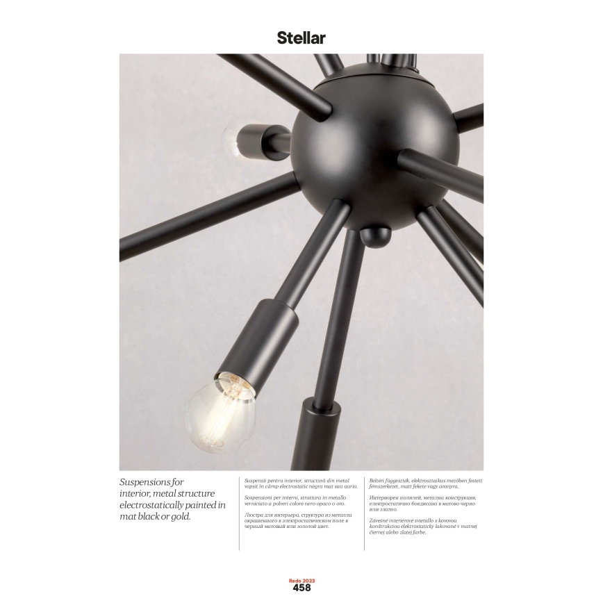 Redo 01-2934 - Luster na sajli STELLAR 12xE14/25W/230V crna