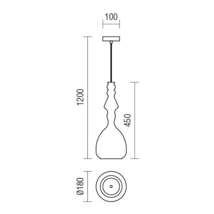 Redo 01-2937 - Luster AMBIX na sajli 1xE27/42W/230V, prečnik 18 cm, zlatna