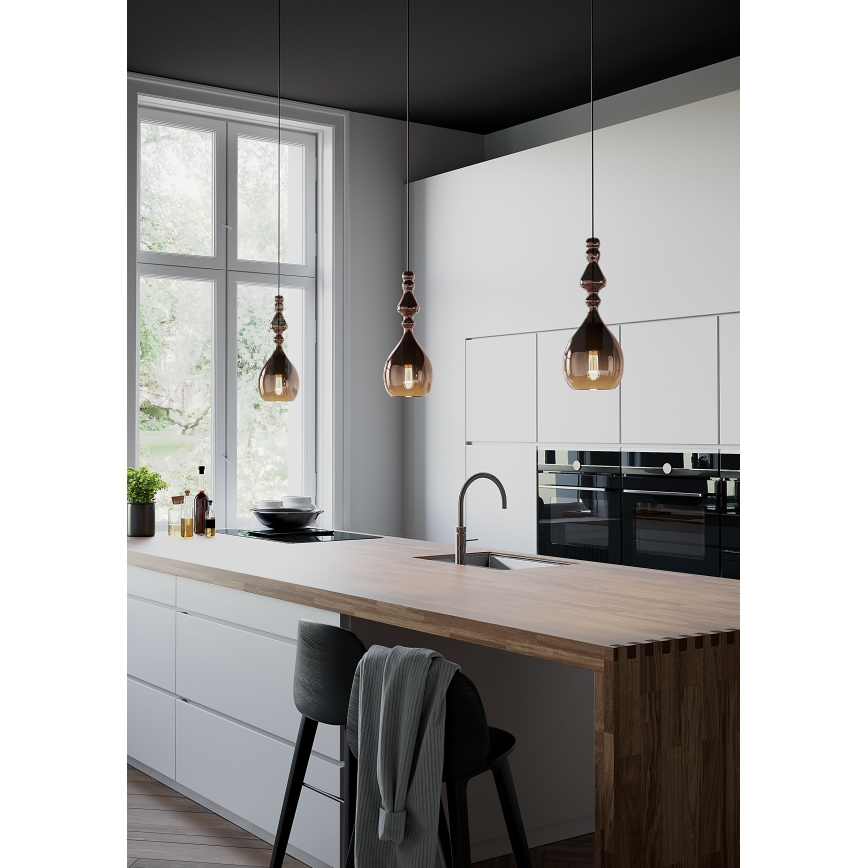 Redo 01-2938 - Luster na sajli AMBIX 1xE27/42W/230V Ø 18 cm siva