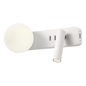 Redo 01-2991 - LED zidna svetiljka OASIS LED/3W/230V + 1xG9/10W USB CRI 90 bela