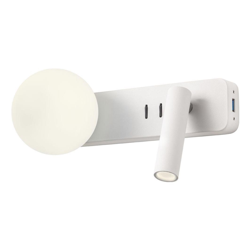 Redo 01-2991 - LED zidna svetiljka OASIS LED/3W/230V + 1xG9/10W USB CRI 90 bela