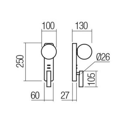 Redo 01-2994 - LED zidno svetlo OASIS LED/3W/230V + 1xG9/10W USB CRI 90 crna