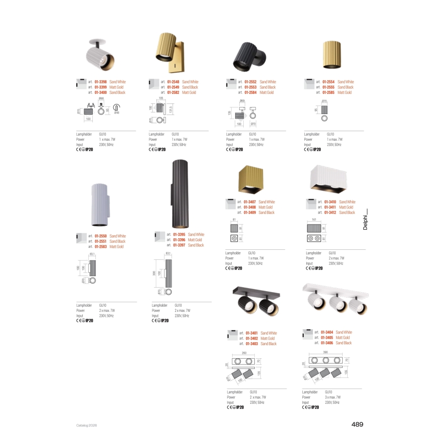Redo 01-3411 - Spot svetiljka DELPHI 2xGU10/7W/230V 16,1x8,1 cm zlatna