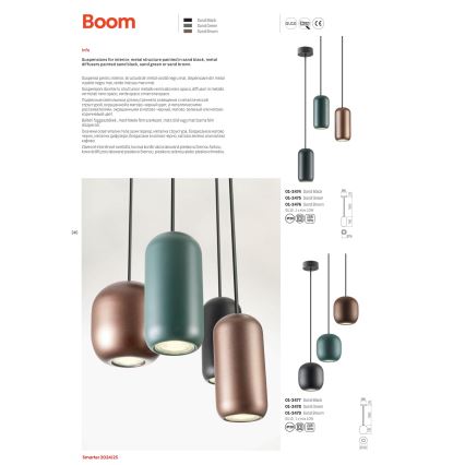 Redo 01-3475 - Luster na sajli BOOM 1xGU10/10W/230V, prečnik 7,6 cm, zelene boje