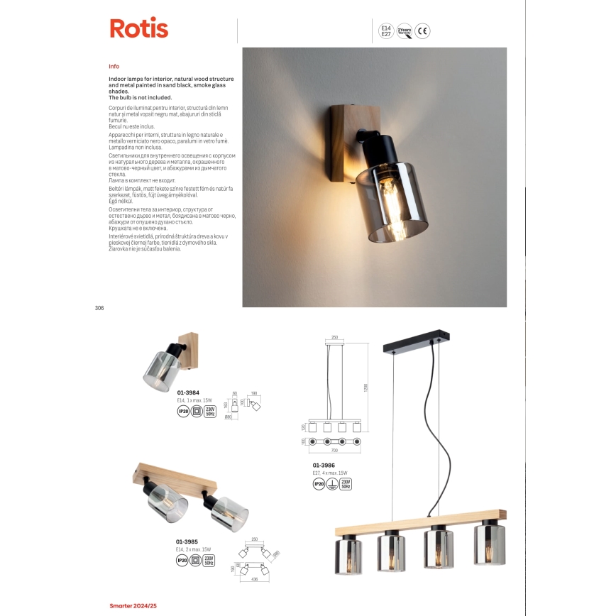 Redo 01-3985 - Spot svetiljka ROTIS 2xE14/15W/230V