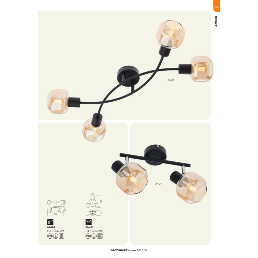 Redo 04-486 - Spot svetiljka AMBER 4xE14/28W/230V