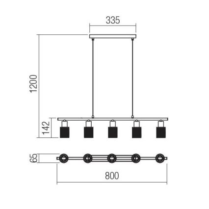 Redo 04-509 - Luster na sajli VERTIGO 5xE14/28W/230V polirani hrom/bela