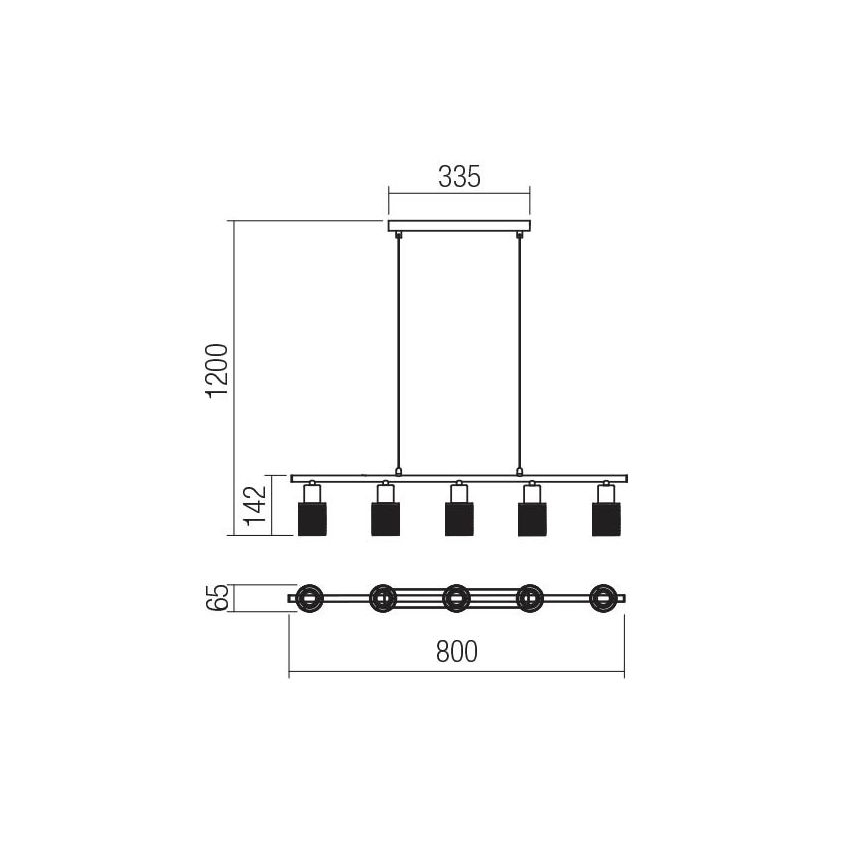 Redo 04-509 - Luster na sajli VERTIGO 5xE14/28W/230V polirani hrom/bela