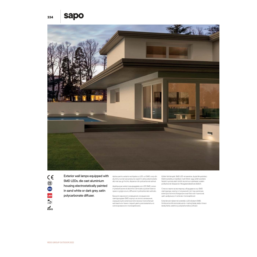 Redo 90070 - Spoljašnja LED zidna svetiljka SAPO 1xLED/3W/230V IP65