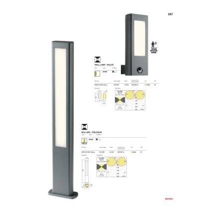 Redo 90125 - LED spoljna lampa DOLMEN LED/12,44W/230V 80 cm IP54 antracit
