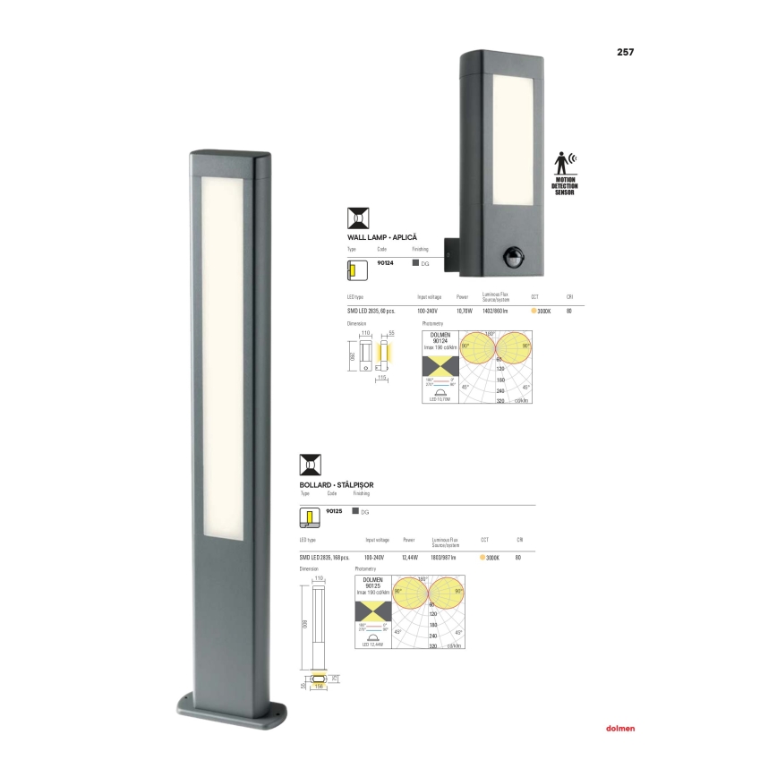 Redo 90125 - LED spoljna lampa DOLMEN LED/12,44W/230V 80 cm IP54 antracit