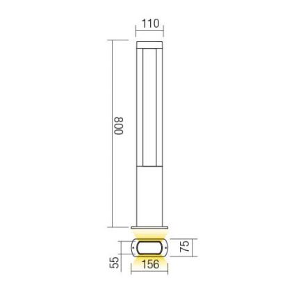 Redo 90125 - LED spoljna lampa DOLMEN LED/12,44W/230V 80 cm IP54 antracit