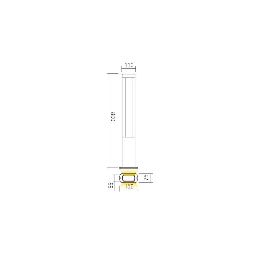 Redo 90125 - LED spoljna lampa DOLMEN LED/12,44W/230V 80 cm IP54 antracit