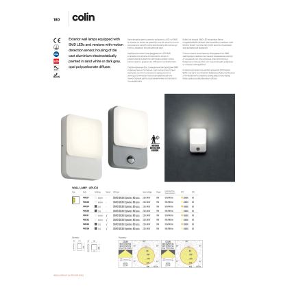 Redo 90128 - LED spoljašnje zidno svetlo COLIN LED/9W/230V 4000K IP54 belo