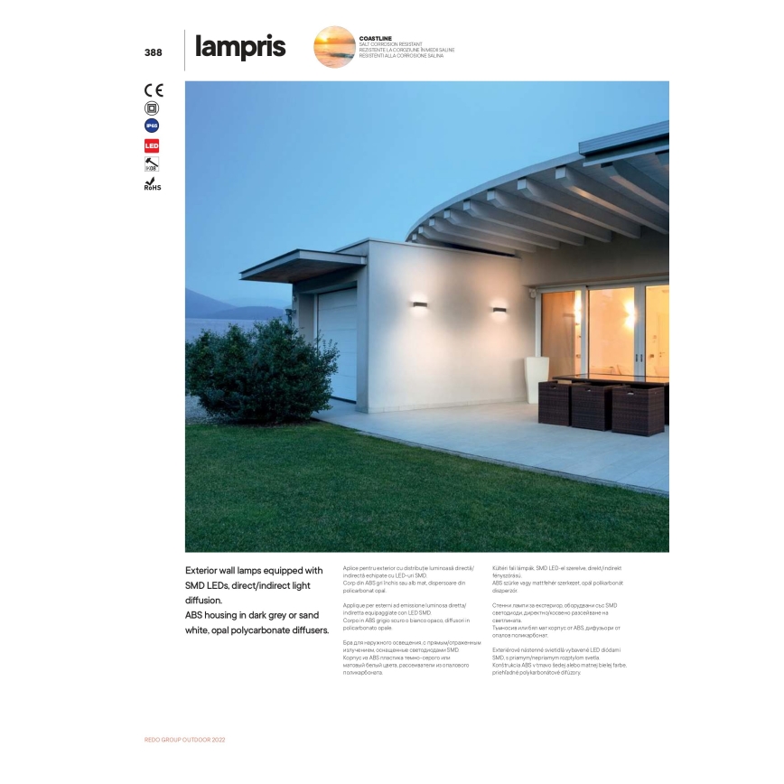 Redo 90154 - LED spoljašnje zidno svetlo LAMPRIS 1xLED/12W/230V IP65