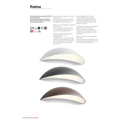 Redo 90236 - LED spoljno zidno svetlo PALMA LED/18W/230V 3000K IP54 braon