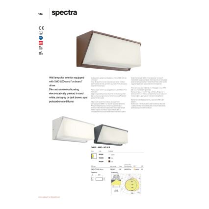 Redo 90238 - LED spoljašnje zidno svetlo SPECTRA LED/16W/230V 3000K IP54 sivo