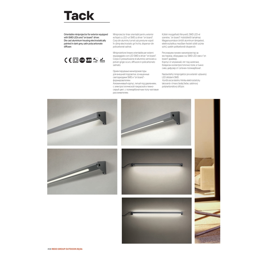 Redo 90242 - Spoljašnja lampa TACK IP65 LED/15W/230V 3000K IP65 antracit