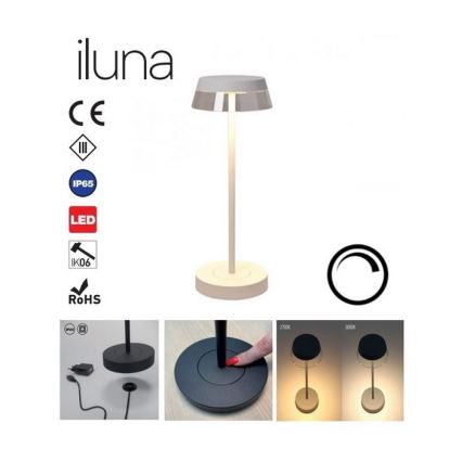 Redo 90306 - LED prigušiva dodirna stona lampa ILUNA LED/2,5W/5V 2700-3000K 3000 mAh IP65 bela