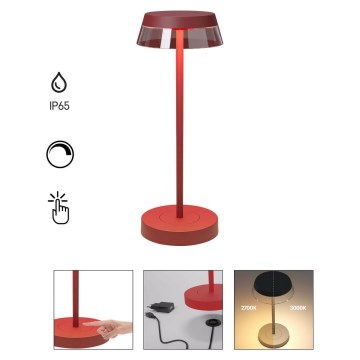 Redo 90311- LED stona lampa ILUNA, prigušiva na dodir, LED/2,5W/5V 2700-3000K 3000 mAh IP65 crvena