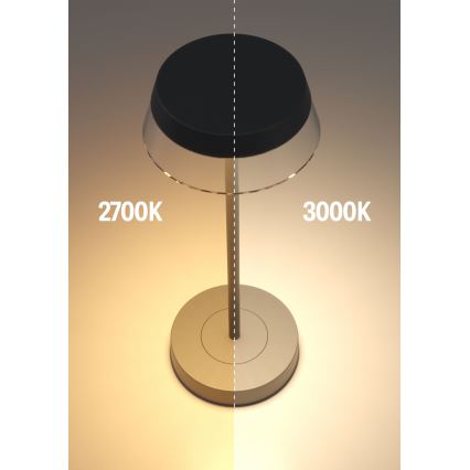 Redo 90312 - ILUNA LED dodirna stona lampa, prigušiva, LED/2,5W/5V 2700-3000K 3000 mAh IP65 crna