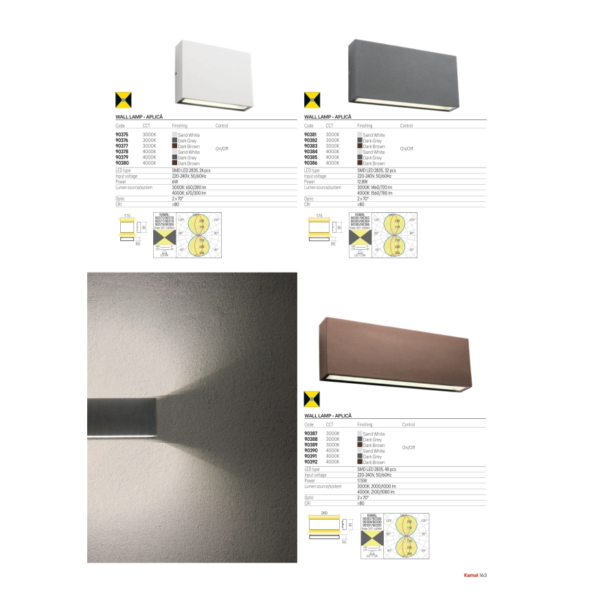 Redo 90375 - LED spoljašnje zidno svetlo KAMAL LED/6W/230V 3000K IP54 bela
