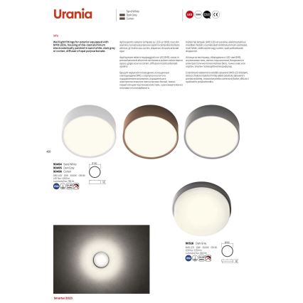 Redo 90516 - LED spoljašnje plafonsko svetlo URANIA LED/10W/230V prečnik 16 cm IP65 antracit