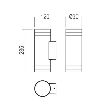 Redo 90518 - Spoljno zidno svetlo CARGO 2xGU10/28W/230V IP54 antracit