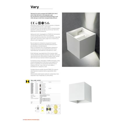 Redo 90552 - LED spoljašnje zidno svetlo VARY 2xLED/10W/230V 3000K IP54 belo