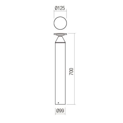 Redo 90591 - Spoljašnja LED lampa BIRO LED/12W/230V 3000K 70 cm CRI 90 IP65 antracit