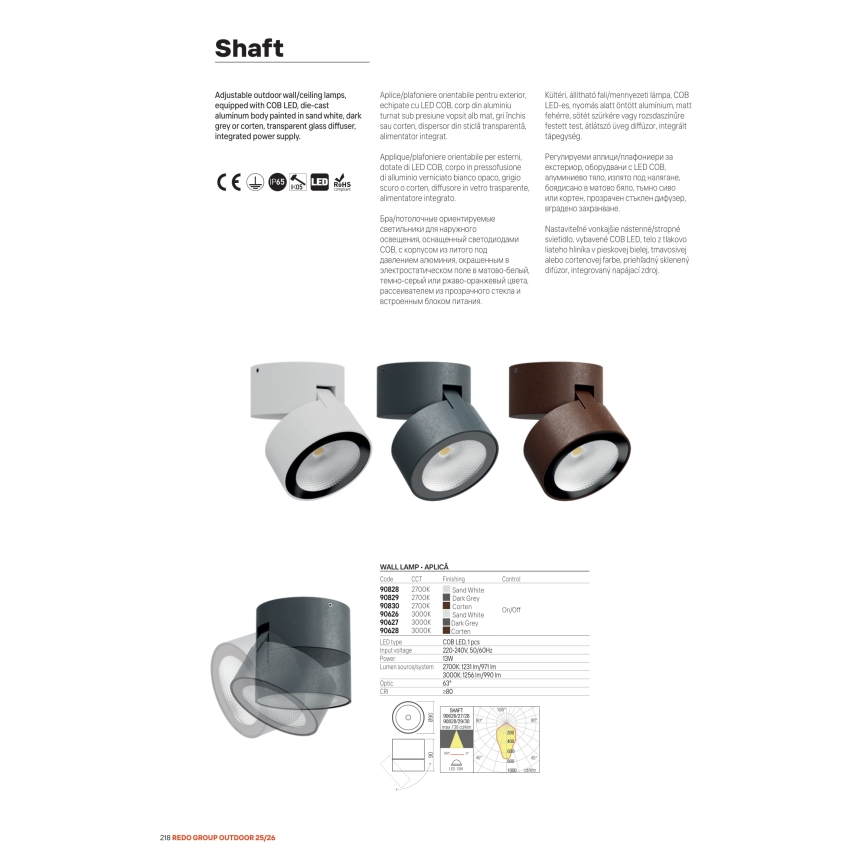 Redo 90628 - LED spoljašnje spot svetlo SHAFT LED/13W/230V 3000K prečnik 9 cm IP65 braon