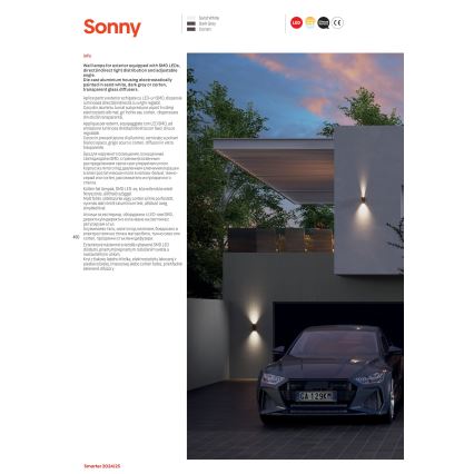 Redo 90635 - LED spoljašnje zidno svetlo SONNY 2xLED/5W/230V 2200/3000/4000K IP54 belo