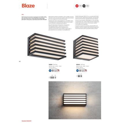 Redo 90638 - LED spoljašnje zidno svetlo BLAZE LED/12W/230V 3000K IP54 antracit