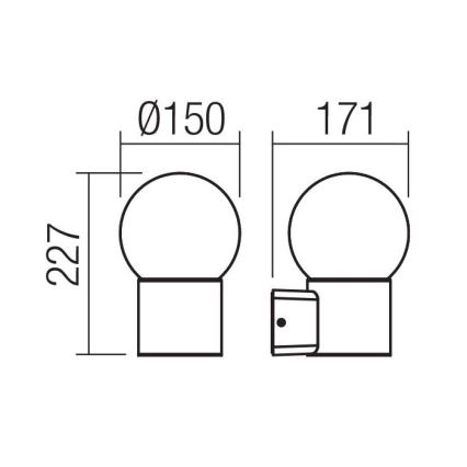 Redo 90640 - Spoljašnje zidno svetlo BULK 1xE27/28W/230V IP44 antracit