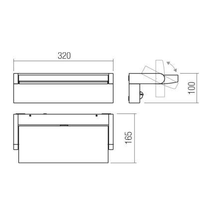 Redo 90715 - LED spoljno zidno svetlo FLIP LED/40W/230V 3000/4000/5000K CRI 90 IP54 antracit