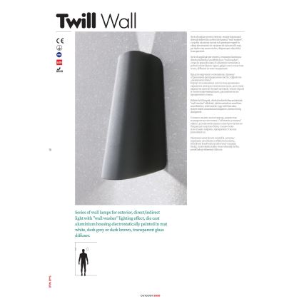 Redo 9536 - LED spoljašnje zidno svetlo TWILL 1xLED/11W/230V IP65