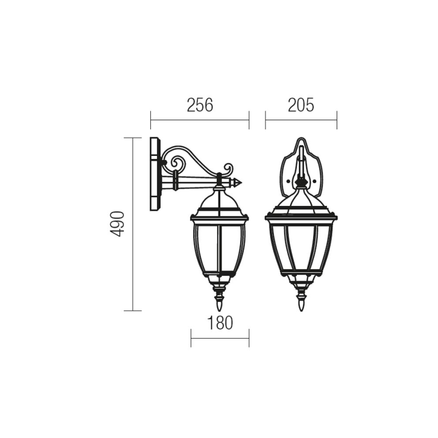 Redo 9605 - Spoljna zidna lampa SEVILLA 1xE27/42W/230V IP44 zlatna/patina