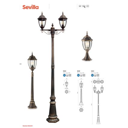 Redo 9607 - Spoljašnji luster na lancu SEVILLA 1xE27/42W/230V IP44 zlatna/patina