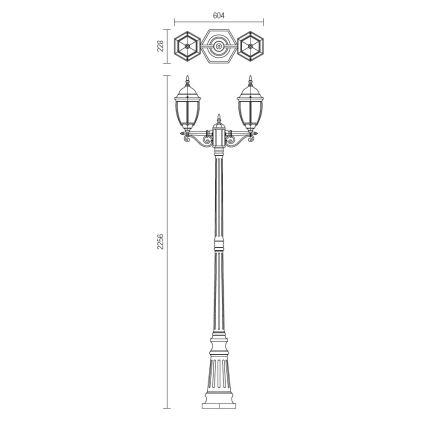 Redo 9609 - Spoljašnja lampa SEVILLA 2xE27/42W/230V IP44 zlatna/patina