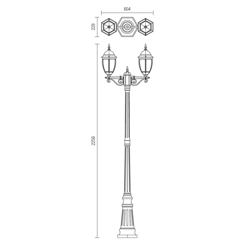 Redo 9609 - Spoljašnja lampa SEVILLA 2xE27/42W/230V IP44 zlatna/patina