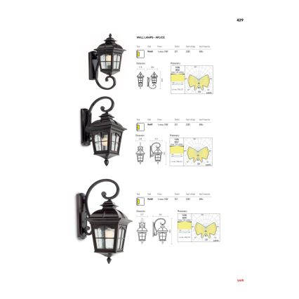Redo 9648 - Spoljašnja zidna lampa YORK 1xE27/70W/230V IP44 braon