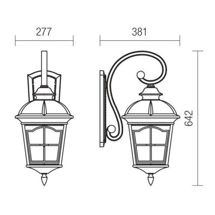 Redo 9648 - Spoljašnja zidna lampa YORK 1xE27/70W/230V IP44 braon