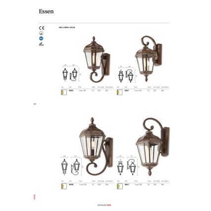 Redo 9656 - Spoljašnja zidna lampa ESSEN 1xE27/70W/230V IP44 braon/patina