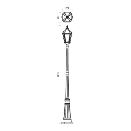 Redo 9662 - Spoljašnja lampa ESSEN 1xE27/70W/230V 221,5 cm IP44 smeđa/patina