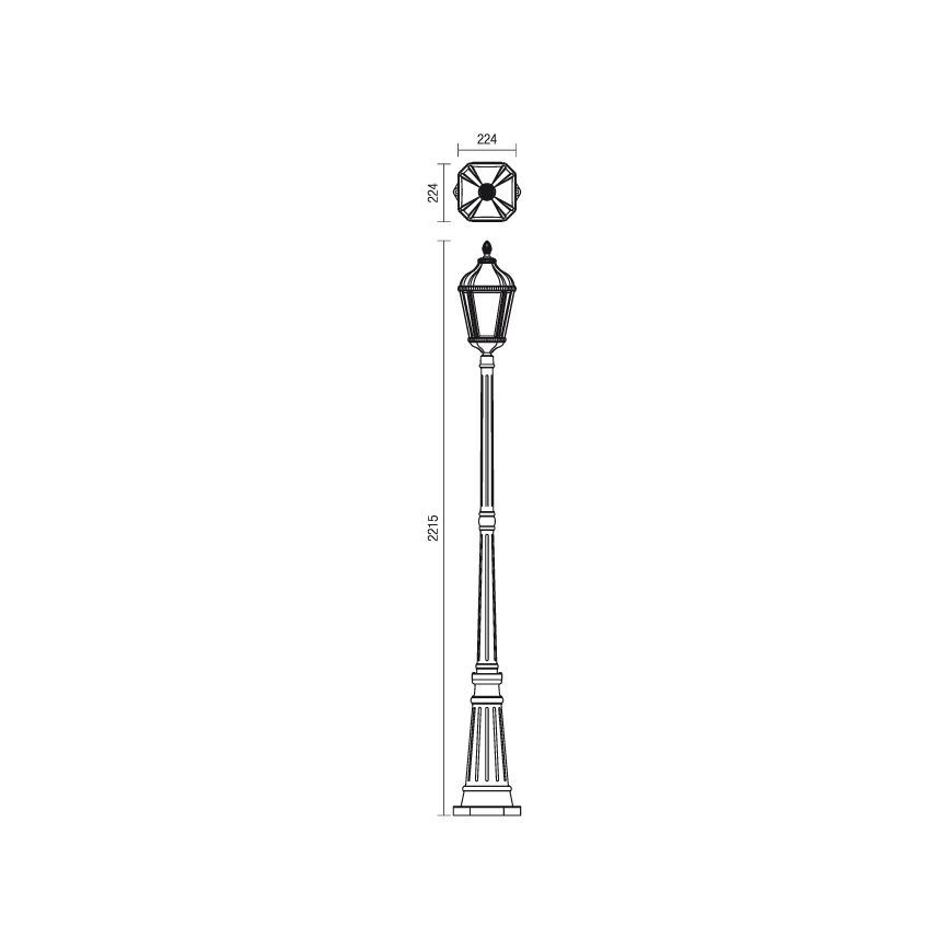 Redo 9662 - Spoljašnja lampa ESSEN 1xE27/70W/230V 221,5 cm IP44 smeđa/patina