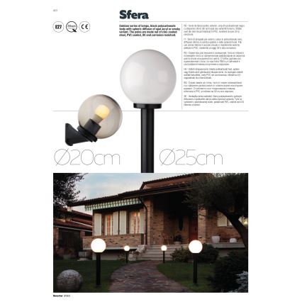 Redo 9771 - Zamenska prigušiva za spoljašnje svetilo SFERA, prečnika 25 cm, IP44, bela