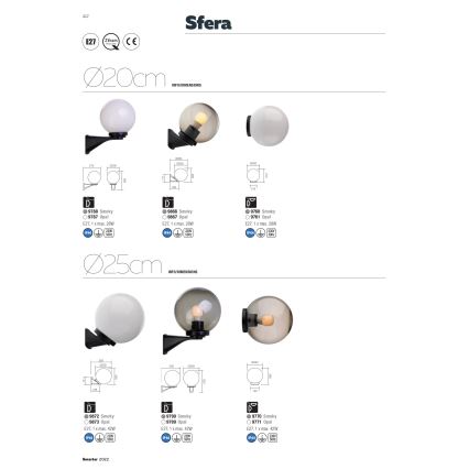 Redo 9789 - Spoljašnje zidno svetlo SFERA 1xE27/42W/230V IP44 belo