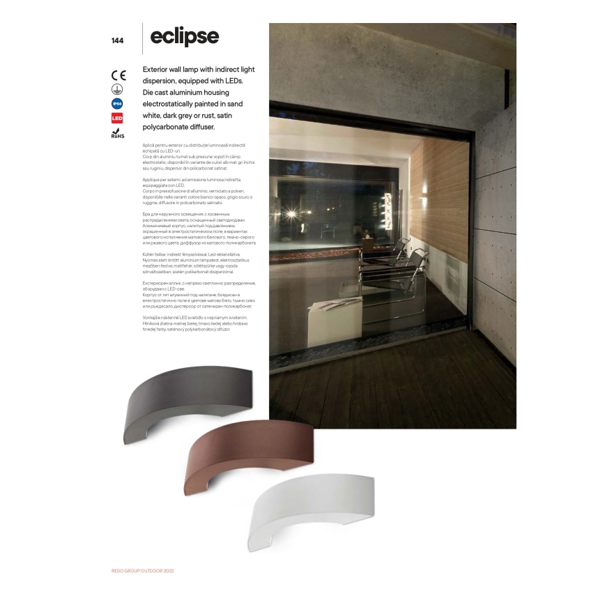 Redo 9903 - LED spoljno zidno svetlo ECLIPSE 3xLED/3W/230V IP54