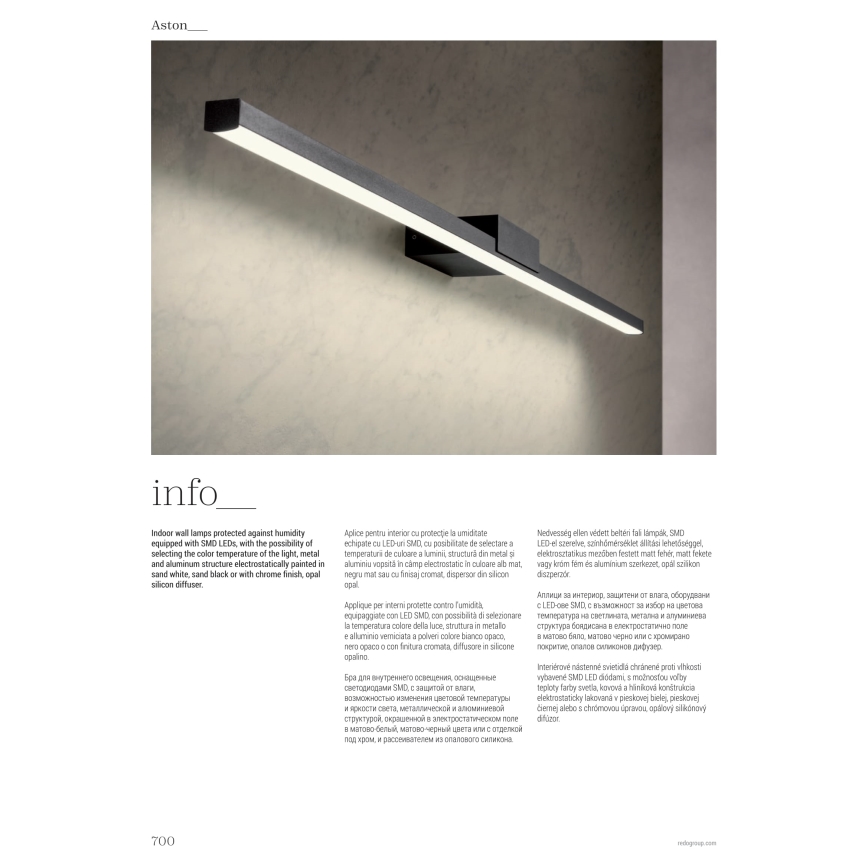 Redo01-3269 - LED ogledalno svetlo za kupatilo ASTON LED/12W/230V 60 cm CRI 90 IP44 sjajni hrom